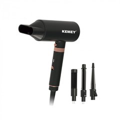 Фен для волос Kemey KM-9203 4 в 1, 1600 Вт с концентратором, выпрямителем, плойкой, конусной насадкой