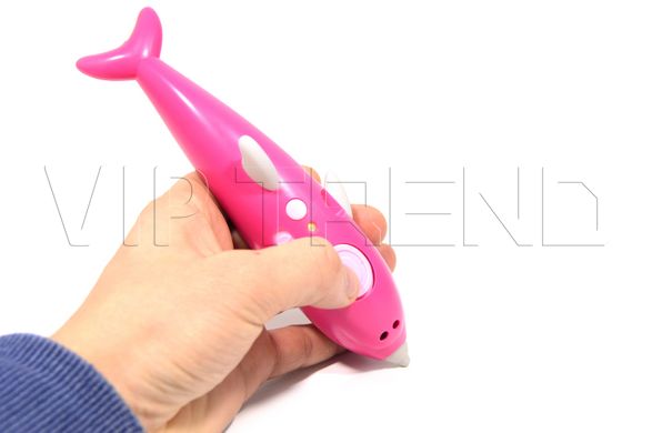 Аккумуляторная 3D ручка Wm- 9903 для детей с трафаретами и пластиком для рисования 3Д Pen дельфин розовый