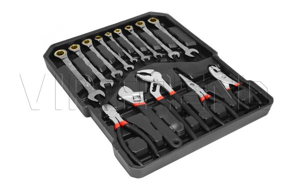 WMC Tools - большой набор инструментов с трещотками на колесах (чёрный)