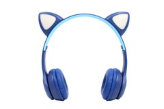 Бездротові Bluetooth навушники Вушка котика Y47 Cat Ear і лед підсвічуванням (Сині)