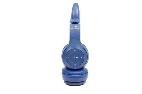 Беспроводные Bluetooth наушники Ушки котика Y47 Cat Ear и лед подсветкой(Синие)