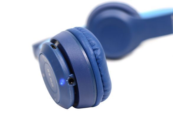 Беспроводные Bluetooth наушники Ушки котика Y47 Cat Ear и лед подсветкой(Синие)