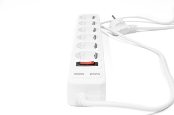 Подовжувач-мережевий фільтр 1.5 м ( 6 розеток + 2 USB)