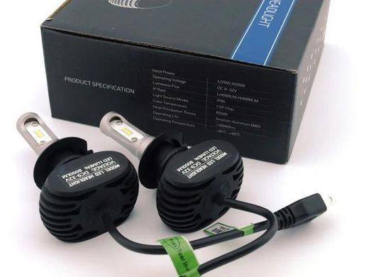 LED лампы S1 H7&nbsp;8000lm 6500K DC9-32V (лэд лампы IP67)