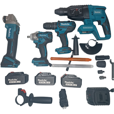Набор инструмента Makita 4 в 1 36V / 5A Шуруповерт, Болгарка, Перфоратор, Гайковерт 3 шт АКБ