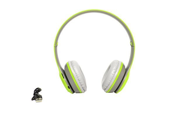 Наушники беспроводные P47 Bluetooth серо-салатовые