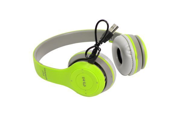 Наушники беспроводные P47 Bluetooth серо-салатовые