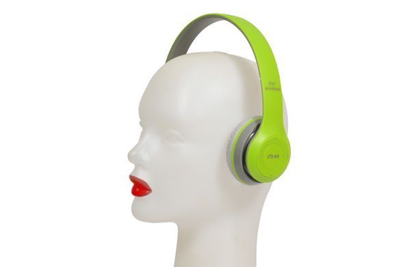 Наушники беспроводные P47 Bluetooth серо-салатовые