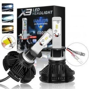 LED Лампы H3 6500K 50W X3 (Led автолампы с активным охлаждением и ip67)