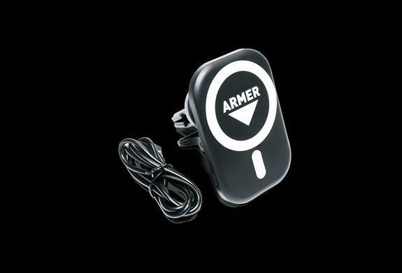 Держатель для телефона с беспроводной зарядкой, на магните  ARMER ARM-DT002